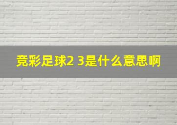 竞彩足球2 3是什么意思啊